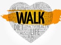 WALK heart word cloud, fitness, sport Royalty Free Stock Photo