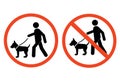 Walk here dog and Do not walk here dog sign, modern trendy label for your city