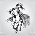 Walk on horseback. vector illustration