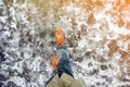 Walk on icy winter pavement background Royalty Free Stock Photo