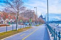 Walk the Jozsef Antall embankment of Danube River, Budapest, Hungary Royalty Free Stock Photo