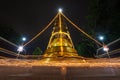 Walk with light candle around pagoda temple at night