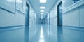 Walk Through Long Empty Hallway With Shiny Floor And Light, Hospital Ambience Royalty Free Stock Photo