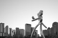 The walk man and skyline of Dallas Royalty Free Stock Photo