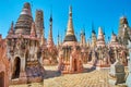 Walk among mauve stupas of Kakku Pagodas, Myanmar Royalty Free Stock Photo