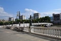 walk nearThe Bridge of Civilisations in Macedonia skopje Royalty Free Stock Photo