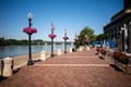 Walk path along the Potomac River, just outside the Swedish Embassy, Georgetown, Washington DC Royalty Free Stock Photo