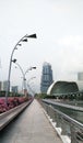 Walk path with Singapore city building background