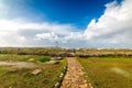 Walk path to the beach in Is Arutas