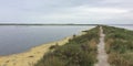 Walk pathway in canal du midi in France in web banner template