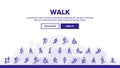 Walk People Motion Landing Header Vector