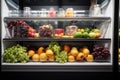 walk-in refrigerator filled with plump, juicy fruits and vegetables