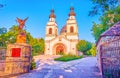 Catholic Co-Cathedral of the Merciful Father with the sculpture of Archangel Michael, Zaporizhzhia, Ukraine