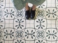 Walk on vintage patterned tiles