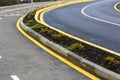 Walk way and bicycle lane signs on the asphalt road surface Royalty Free Stock Photo