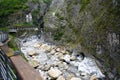 The walk way near street in taroko national park at taiwan Royalty Free Stock Photo