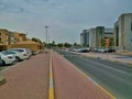 Walk way road architecture modern cars building outdoor