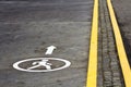 Walk way sign on the asphalt road surface Royalty Free Stock Photo