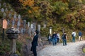 Walk way of Yamadera temple which located in mountain near Yamagata city Royalty Free Stock Photo