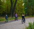 Walk in the woods on bicycles