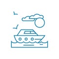 Walk on the yacht linear icon concept. Walk on the yacht line vector sign, symbol, illustration.