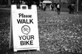 Walk your bike sign Royalty Free Stock Photo