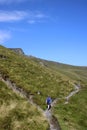 Walker hillside footpath Scales Fell, Cumbria