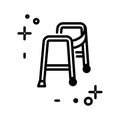 Walker isolated line icon, medical equipment, injury rehabilitation