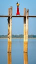 Walker on ubein bridge,myanmar Royalty Free Stock Photo