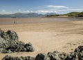 Walkers on beach at Newborough, Anglesey Wales