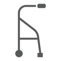 Walkers glyph icon, medical and equipment, walking sticks for seniors sign, vector graphics, a solid pattern on a white