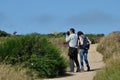 Walkers on the Gr34 in Ploumanac'h Royalty Free Stock Photo