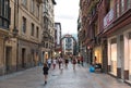 Walkers in the historic old town of bilbao, spain