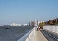 Walkers on the Thames Cycle Path near Greenwich