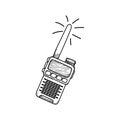 walkie-talkie hand-drawn element. A device for communication. Tourist walkie-talkie for communication in the mountains Royalty Free Stock Photo