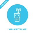 walkie talkie icon vector from military collection. Thin line walkie talkie outline icon vector illustration. Linear symbol for