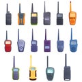 Walkie talkie icons set, cartoon style