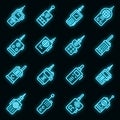 Walkie talkie icons set vector neon Royalty Free Stock Photo