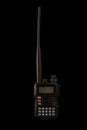 walkie talkie, isolate on black, radio transmitter manual, black, new, portable, professional adult