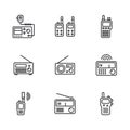 Walkie talkie transceiver radio line icon on a white background. Vector illustration