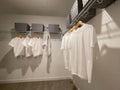 A walkin master bedroom closet in a condominium model home in Orlando, Florida Royalty Free Stock Photo