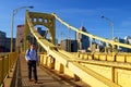 Walking across the Sixth Street Bridge Royalty Free Stock Photo