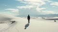 Walking Alone, Finding Peace in Silent Sands, generative ai