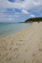 Walking along the beach of Mystery Island in Vanuatu Royalty Free Stock Photo
