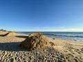 Walking along the sandy beach of Praia Da Gale in Algarve, south of Portugal