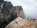 Walking along Hua Shan Mountain top Royalty Free Stock Photo