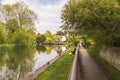 Walking along the river path at Hemingford Gray Royalty Free Stock Photo