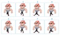 Walking animation of a cartoon angry character in 8 frames in lo