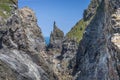 Walking around the coast path to stepper point cornwall uk Royalty Free Stock Photo