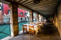 Walking around the old town with small canal in Venice late morning before autumn season in Venice , Italy Royalty Free Stock Photo